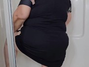 Preview 2 of BBW Female boss caught employee jerking off his cock and ended up swallowing his cum, SSBBW, fat ass