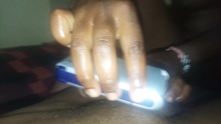 African girl shaving her boyfriends balls