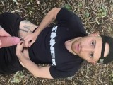 Cruising fun outdoor sucking Danny Baldwin in the wood and getting pissed on