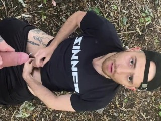 Cruising Fun Outdoor Sucking Danny Baldwin in the Wood and getting Pissed on