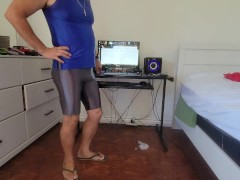 Hot bod in shiny spandex and tank top