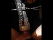 Preview 1 of testing my new iced fleshlight vs. my new fuckmachine - milking my hugh white cock