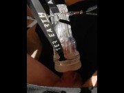 Preview 2 of testing my new iced fleshlight vs. my new fuckmachine - milking my hugh white cock