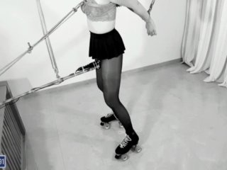 roller skates, black pantyhose, anal, squirt