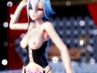 mmd r18, big tits, mmd, genshin