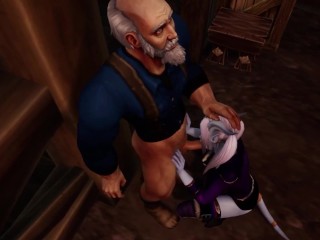 Draenei Girl gives an old Man a Deep Blowjob | Warcraft Parody