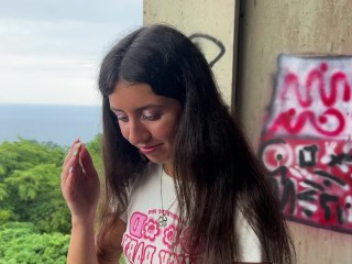 I took my Stepsister to Abandoned House with Bats and Fucked her with a View of the Sea