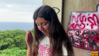 I took my stepsister to abandoned house with bats and fucked her with a view of the sea