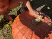 Preview 5 of I fuck my giant Halloween pumpkin and cum on him