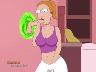 Summer sucks stepbrother's cock through a portal | Rick and Morty