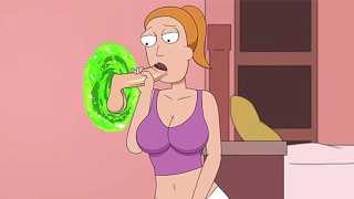 Summer zuigt stiefbroer's lul via een portal | Rick en Morty