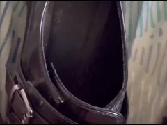 18 year old teen fap and moans while buying shiny boots to crush his cock under