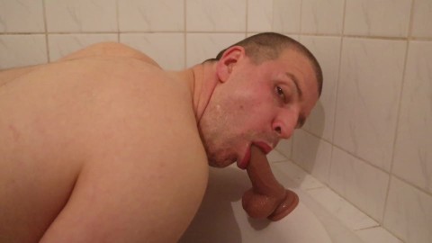 Sucking my dildo off in the shower