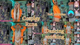 Halloween EP2 Runa cosplay smoking and dancing for you