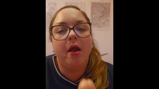 BBW student sucks a dildo as a dick