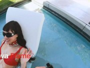 Preview 5 of Johnny sins fucks bratty goth girl hard in her pool