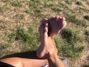 Preview 4 of Foot play on nude beach with dick flash