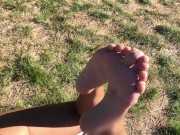 Preview 6 of Foot play on nude beach with dick flash