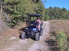 Driving outdoors with tits out