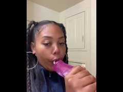 Coughing and gagging on 10.5 inch dildo 🍆 FULL VIDEO ON OF @lovelyy.e