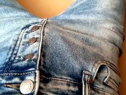 Preview 3 of Cum onto my buttoned blue fretted jeans on a boring afternoon 🥱🍌💧