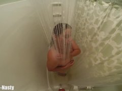 Namaste-Nasty Dirty Whore Tries to get Clean in the Shower | Naked Slut masturbates and spreads