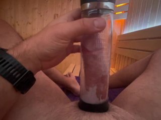 sauna, cumshot, solo male, solo