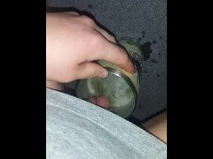 Filling up a cup with pee and then finishing on the floor cuz it felt too good to stop