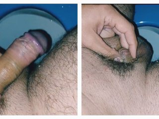 micro penis, handjob, small cock, male pissing