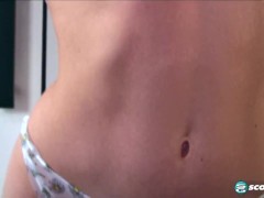 Redheaded Teen Clarise Strips and Shows Off Her Slit