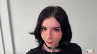 Gift from Christmas Elf - Hot Blowjob and Sex with Cum on Wet Pussy POV
