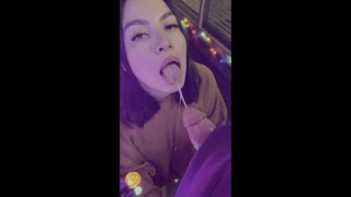 18 year old Latina gives Sloppy Christmas Blowjob to Daddy - Homemade