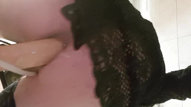 Squirting dildo fills my sissy ass