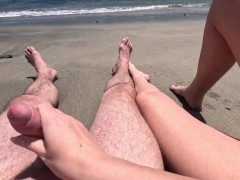 found a guy on a public beach and decided to jerk him off