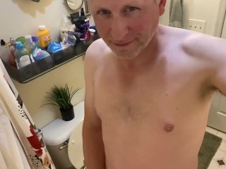 shower, masturbation, mature, big dick