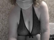 Preview 1 of A mature fat milf with huge saggy tits and a hairy pussy is having fun with a stranger on webcam.