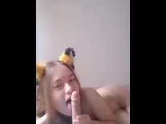 I get very excited from sucking a dildo! My Pussy Is Leaking A lot!