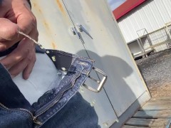 Daddy whips out huge cock and pissing
