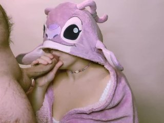 boobs, cosplay, blindfold, cum in mouth