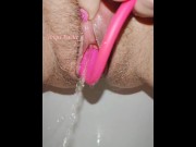 Preview 4 of Sensual video of pissing with a vibrator that slips out of the vagina in slow motion