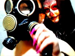 Halloween is coming! Creepy video of a gas mask fetish in the shower.
