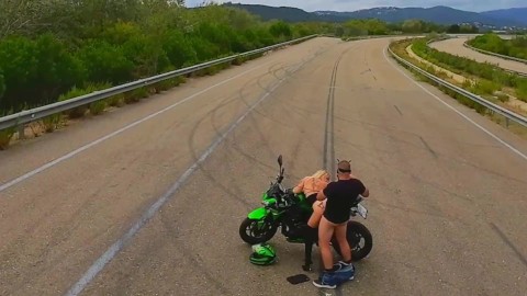 FPV Drone Pilot Record and Fuck a Onlyfans Pornstar on a motorbike