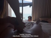 Preview 3 of [VacMe]Couple Pantyhose Handjob in luxury hotel by sea