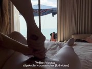 Preview 5 of [VacMe]Couple Pantyhose Handjob in luxury hotel by sea