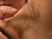 Preview 1 of Sexy brunette Cara toys deep inside her hairy pussy with a vibrator