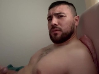 Bearded Guy in his Bed Jacking off until he Cums Www.onlyfans,com/roddddddd