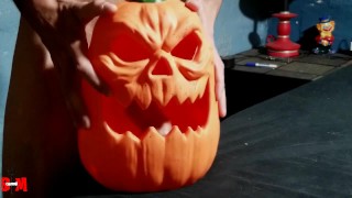 Jerking my cock, with a Jack O Lantern. BTM's 2023 Halloween special!