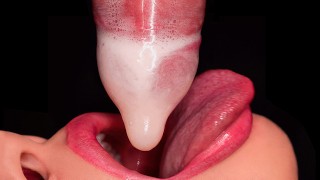 CLOSE UP HORNY Mouth MILKED All Your CUM Into CONDOM And BROKE IT BEST Milking BLOWJOB ASMR 4K