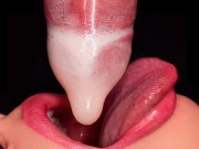 CLOSE UP: HORNY Mouth MILKING All CUM into CONDOM and BROKE IT! BEST Milking BLOWJOB ASMR 4K tinni x