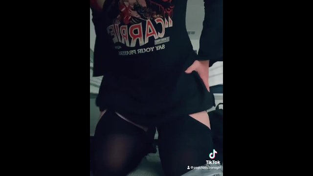 Cute trans girl flashes her panties on Tiktok